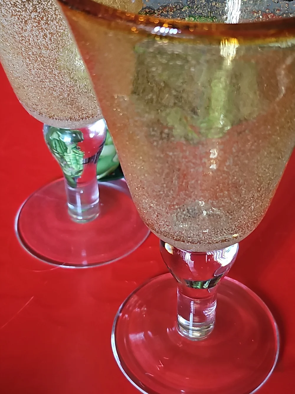 Artland Glass Amber With Bubbles Goblets with Clear Stems - Set of 2